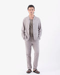 Rare Rabbit Men's Brera Puprle Linen Blend Striped Print Regular Fit Trouser
