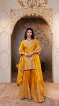 Mustard Gul Embroidered Sharara Set