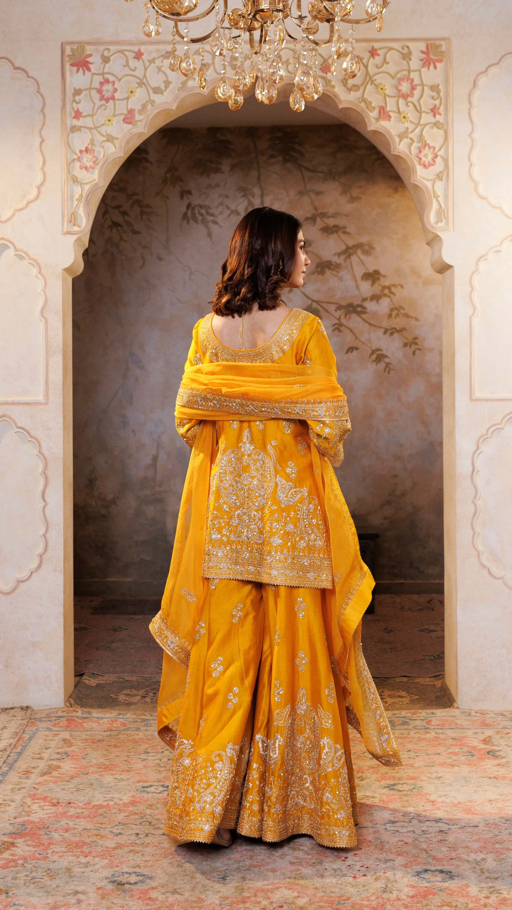Mustard Gul Embroidered Sharara Set