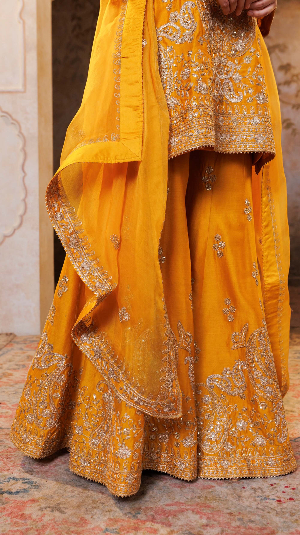 Mustard Gul Embroidered Sharara Set