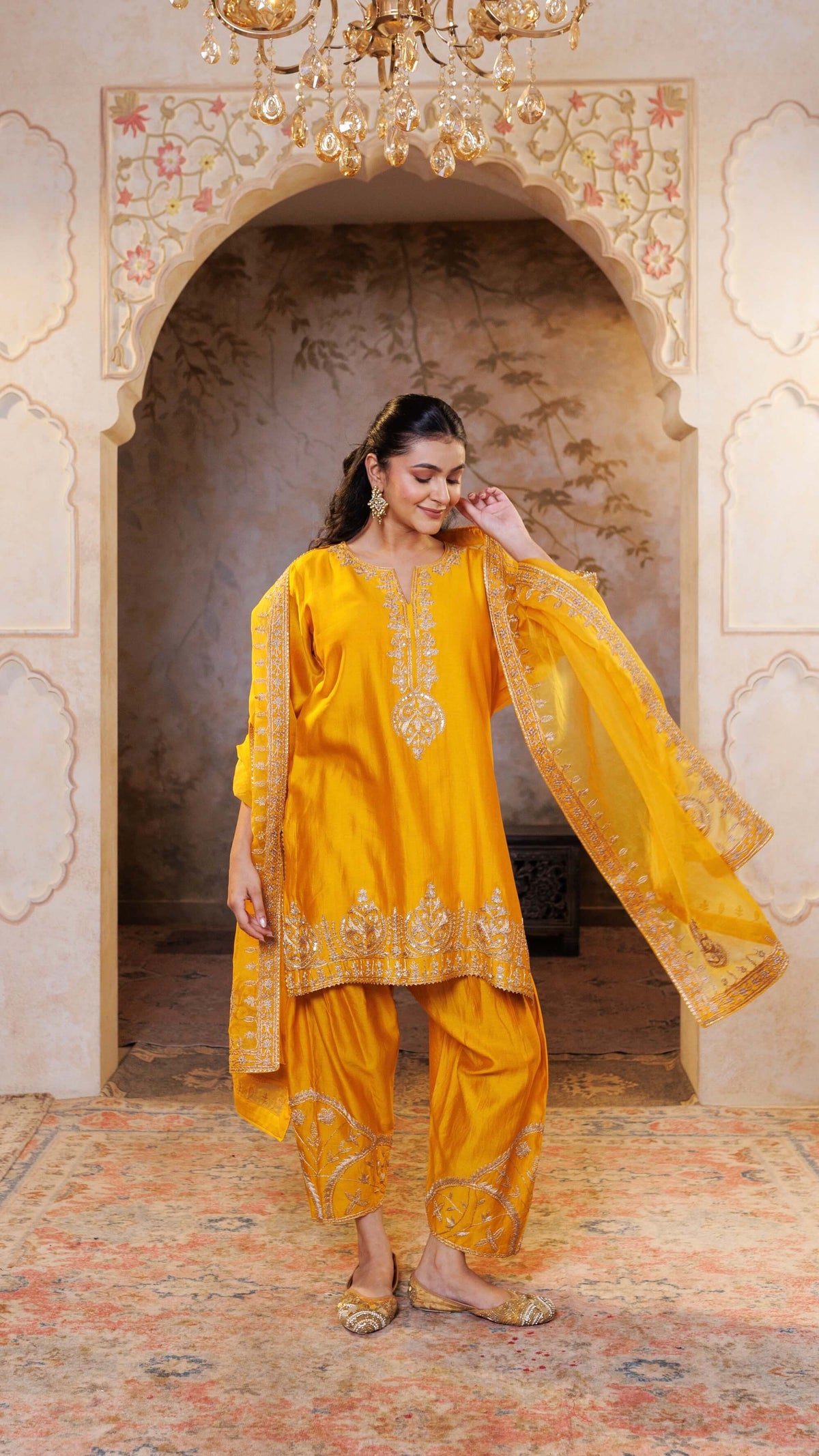 Mustard Noor Chanderi Silk Suit