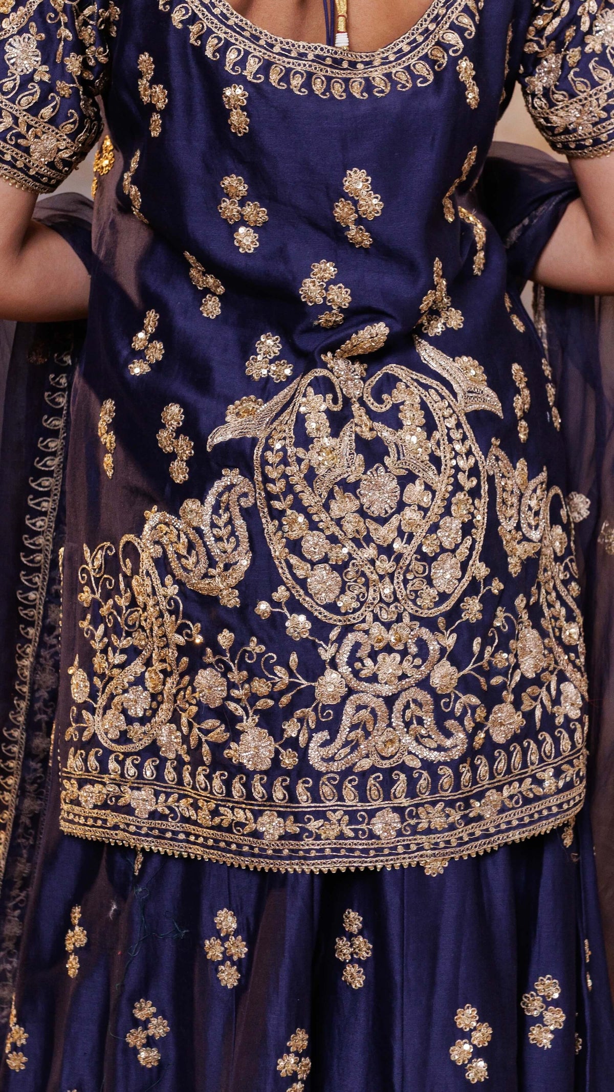 Navy Gul Embroidered Sharara Set