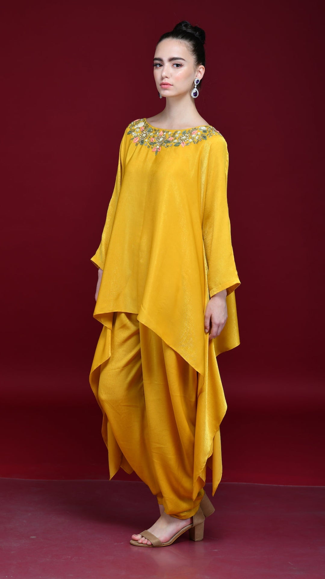 Mustard Yellow Hand Embroidered Co-ord Set