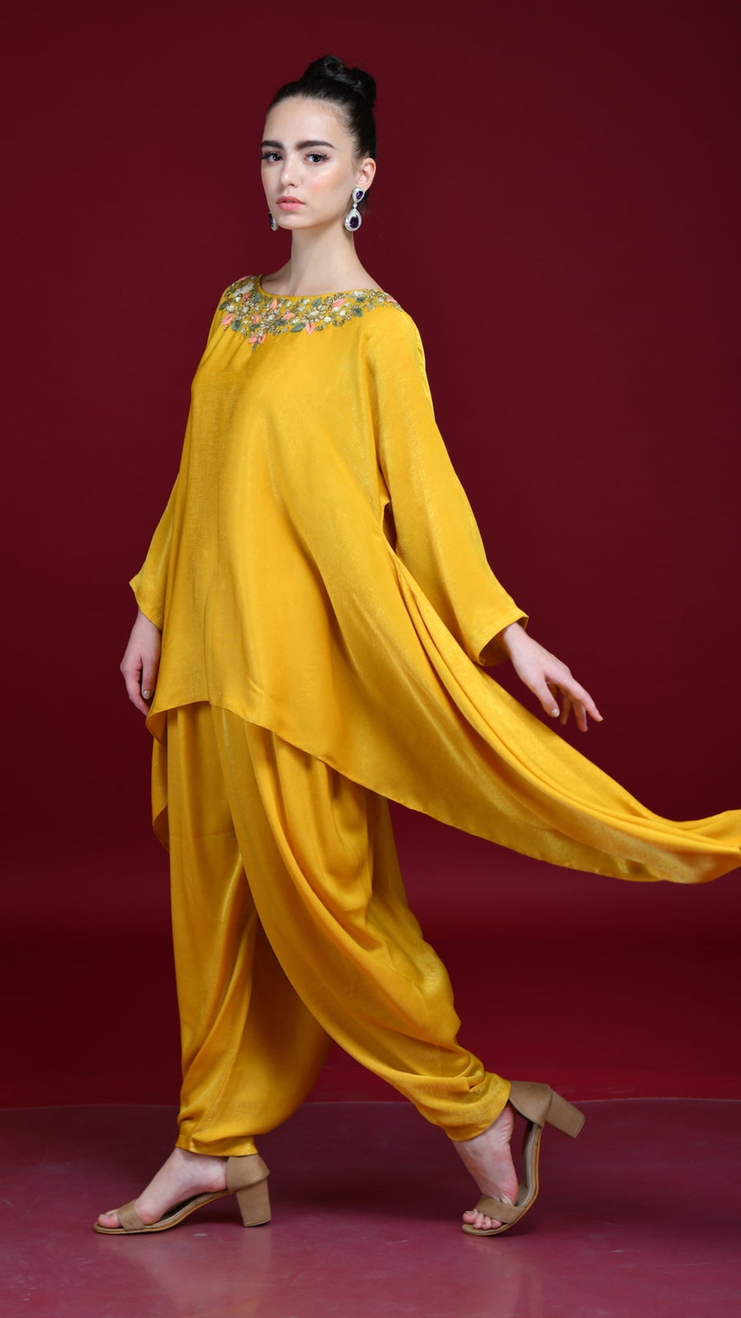 Mustard Yellow Hand Embroidered Co-ord Set