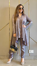 Glossy Mauve High-Low Co-ord Set