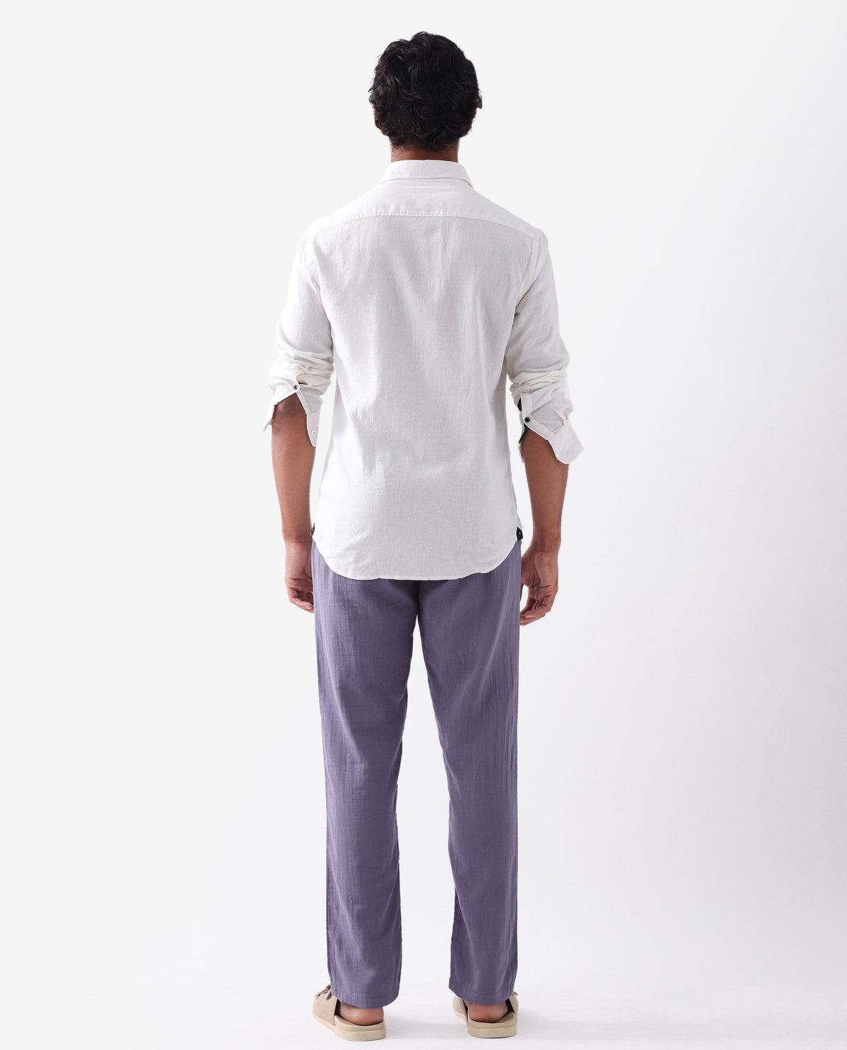 Rare Rabbit Men's Pastor Light Purple Cotton Plain Regular Fit Trouser