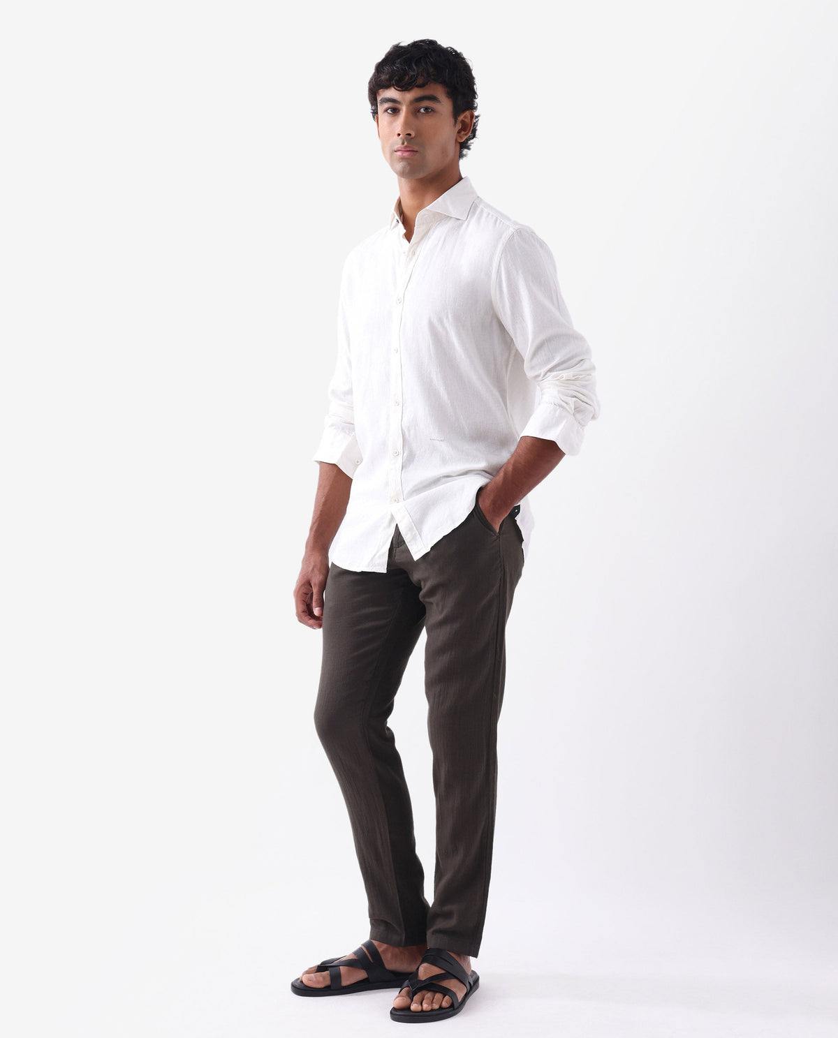 Rare Rabbit Men's Pastor 2 Brown Cotton Plain Regular Fit Trouser