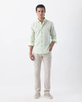 Rare Rabbit Men's Spoke 24 Light Beige Linen Blend Plain Regular Fit Trouser