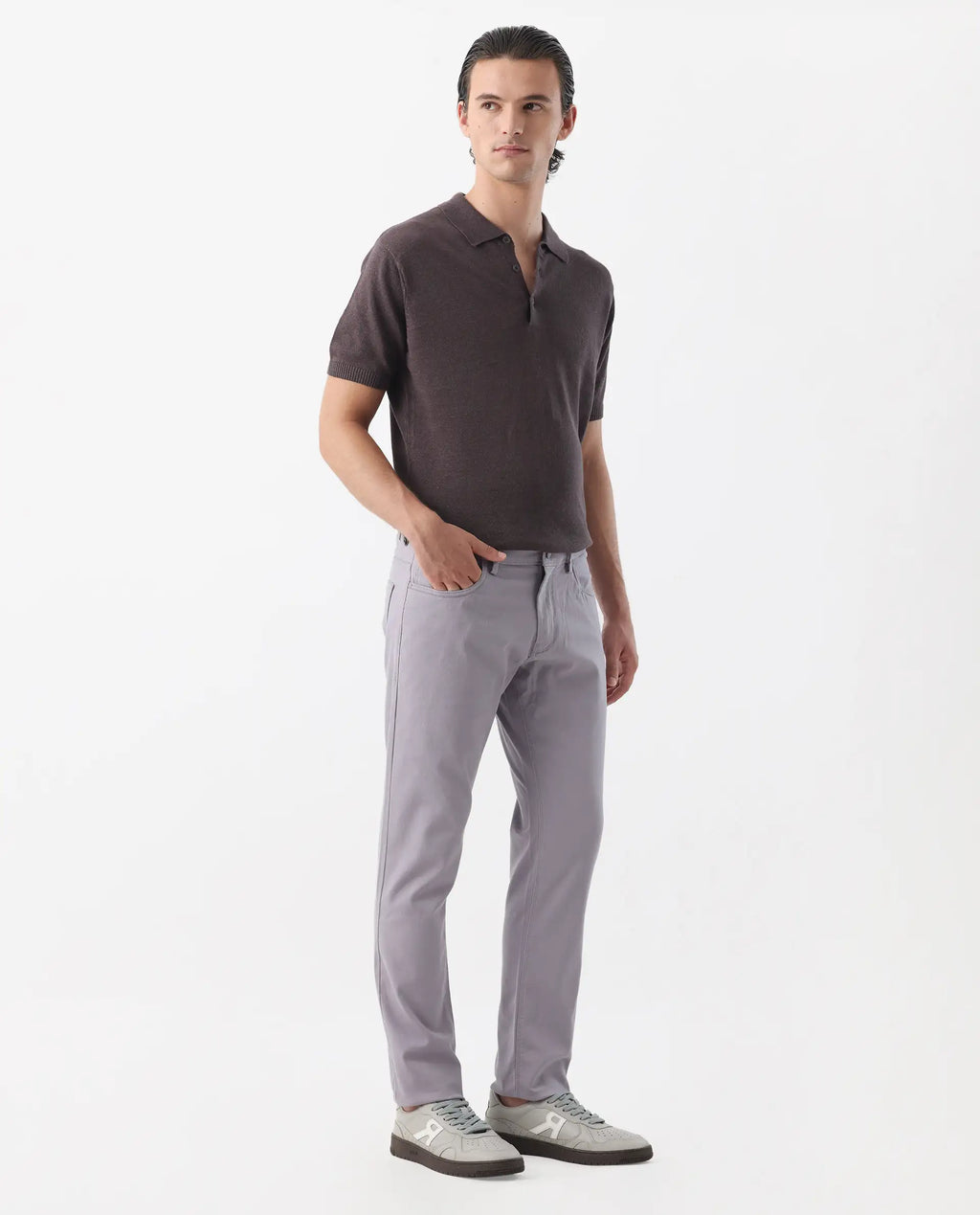 Rare Rabbit Men's Spoke -24 Pastel Purple Linen Blend Plain Regular Fit Trouser