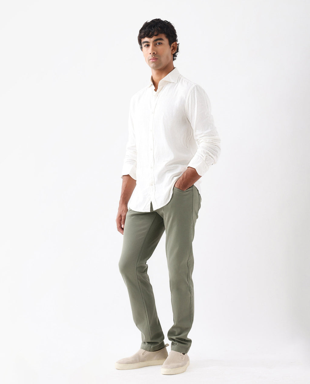 Rare Rabbit Men's Spoke 24 Pastel Green Linen Blend Plain Regular Fit Trouser