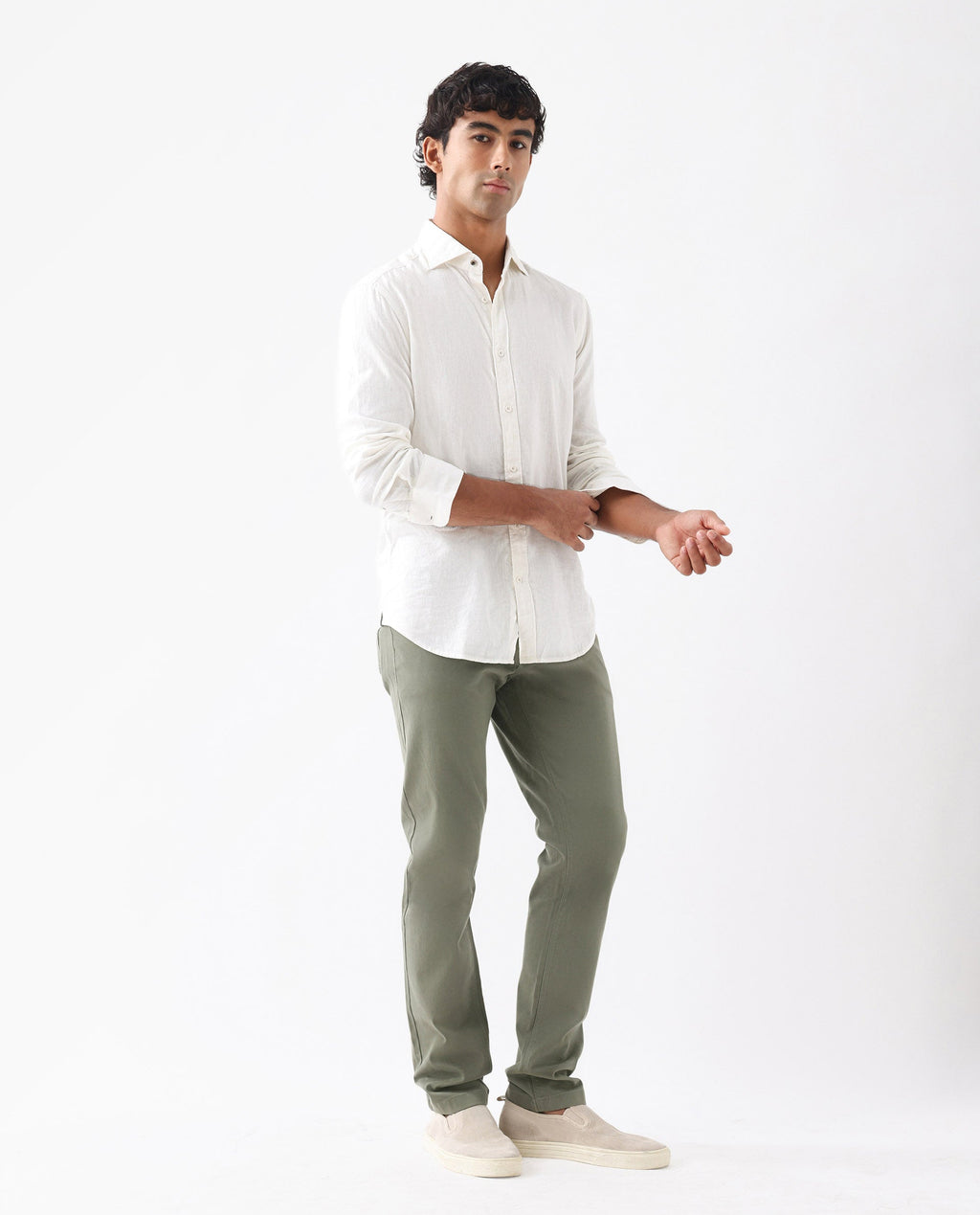 Rare Rabbit Men's Spoke 24 Pastel Green Linen Blend Plain Regular Fit Trouser