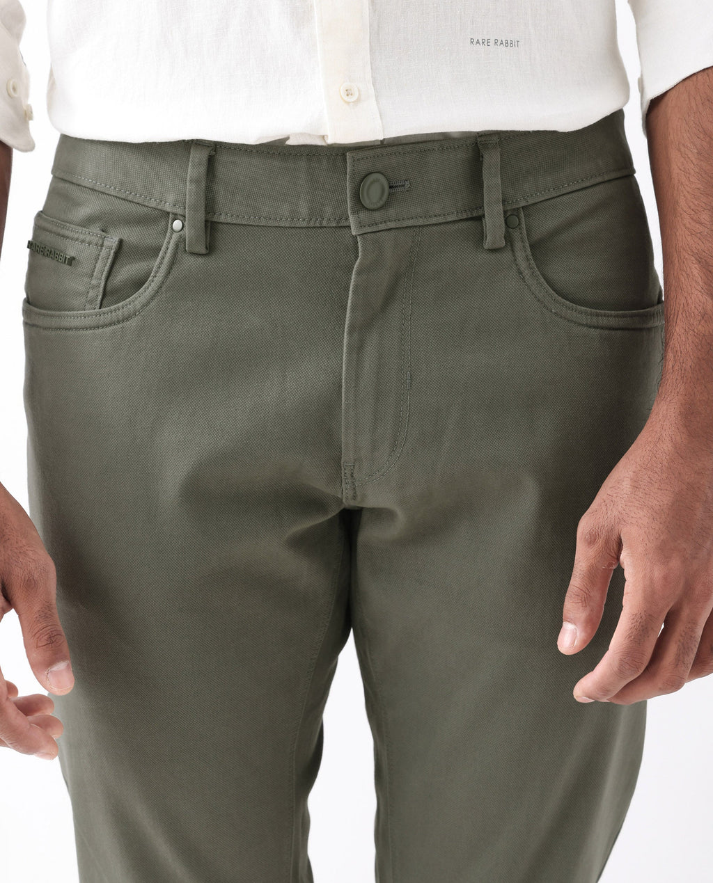 Rare Rabbit Men's Spoke 24 Pastel Green Linen Blend Plain Regular Fit Trouser