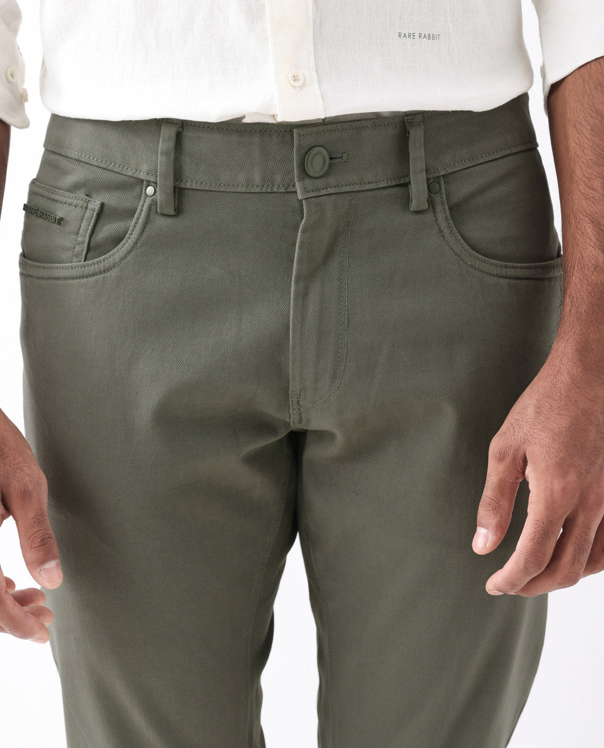Rare Rabbit Men's Spoke 24 Pastel Green Linen Blend Plain Regular Fit Trouser