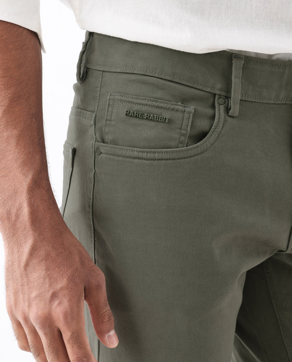 Rare Rabbit Men's Spoke 24 Pastel Green Linen Blend Plain Regular Fit Trouser