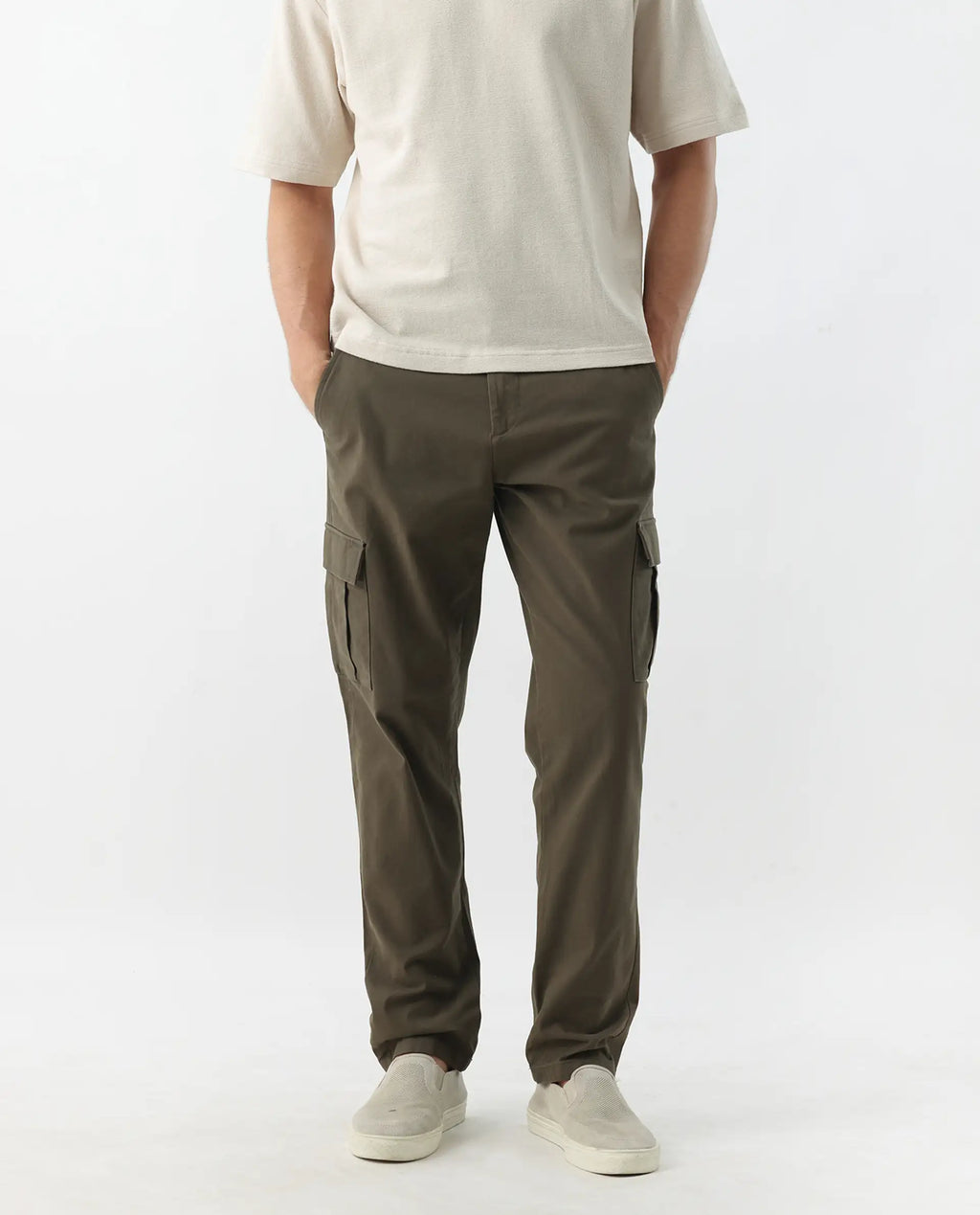 Rare Rabbit Men's Apex Olive Linen Blend Plain Regular Fit Trouser