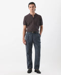 Rare Rabbit Men's Kaino Navy 100% Linen Plain Regular Fit Trouser