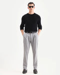 Rare Rabbit Men's Morst Grey Polyester Blend Checked Print Relaxed Fit Trouser