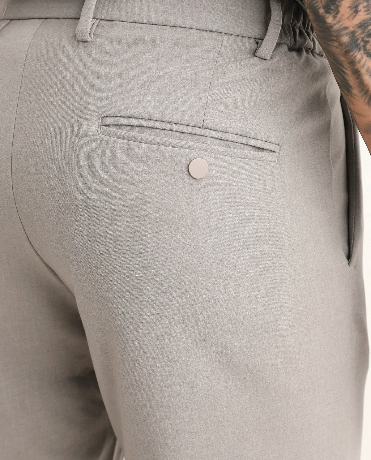 Rare Rabbit Men's Travel-Ss26 Beige Polyester Fabric Button And Zip Closure Closure Plain Trouser