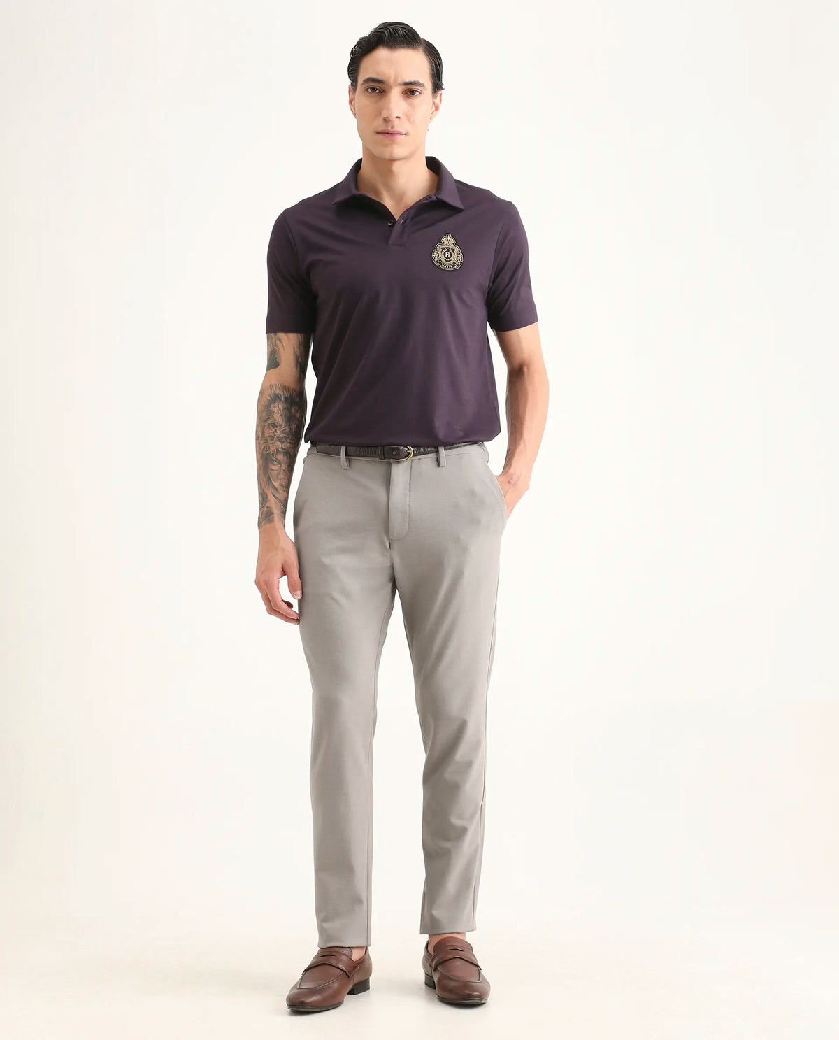 Rare Rabbit Men's Travel-Ss26 Beige Polyester Fabric Button And Zip Closure Closure Plain Trouser