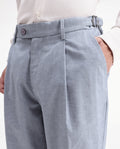 Rare Rabbit Men's Cami Light Blue Cotton Blend Fabric Regular Fit Plain Trouser