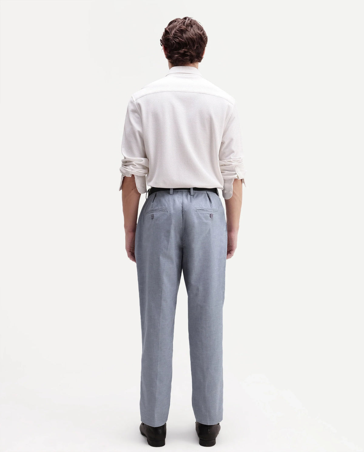 Rare Rabbit Men's Cami Light Blue Cotton Blend Fabric Regular Fit Plain Trouser