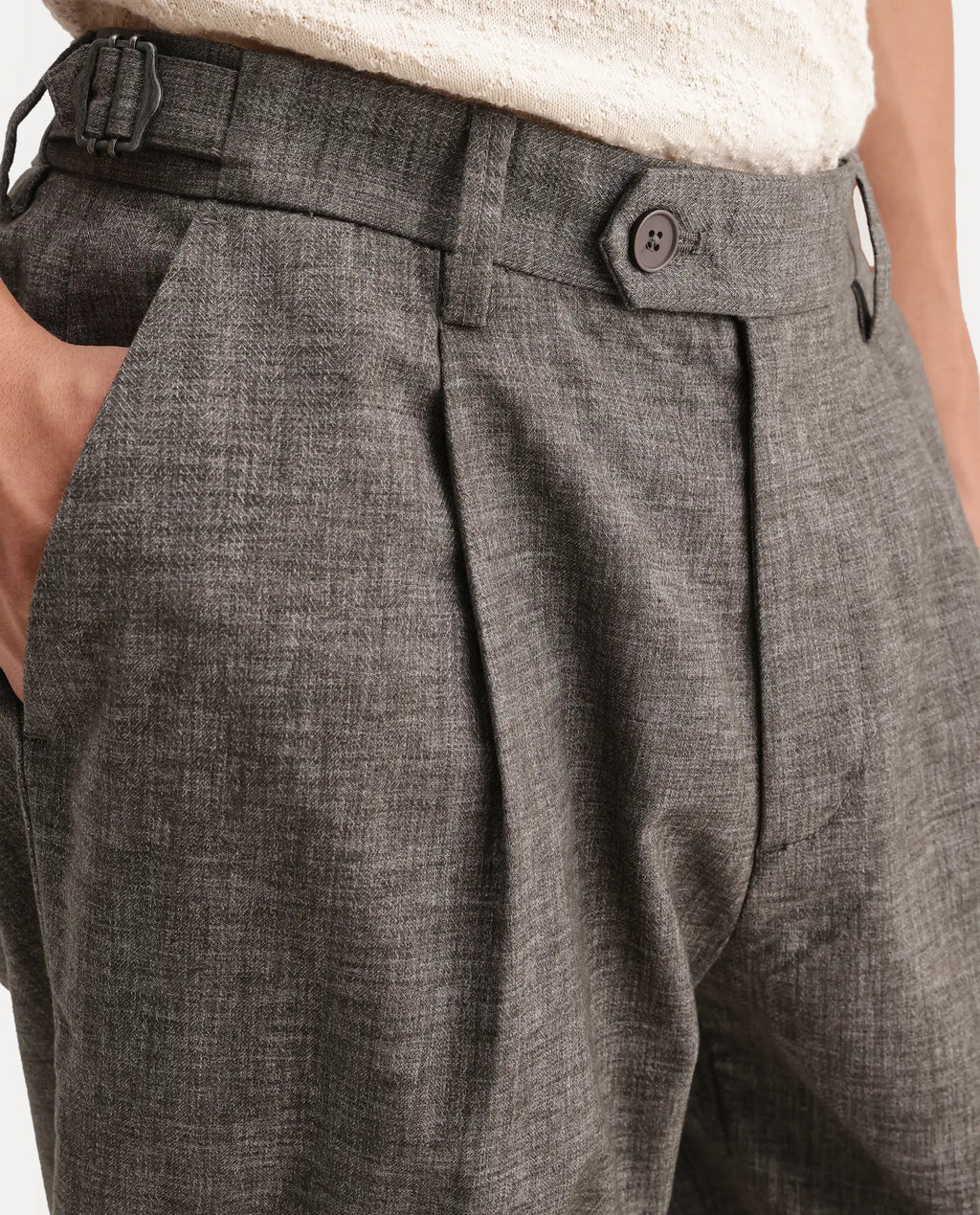 Rare Rabbit Men's Cami Dark Grey Cotton Blend Fabric Regular Fit Plain Trouser