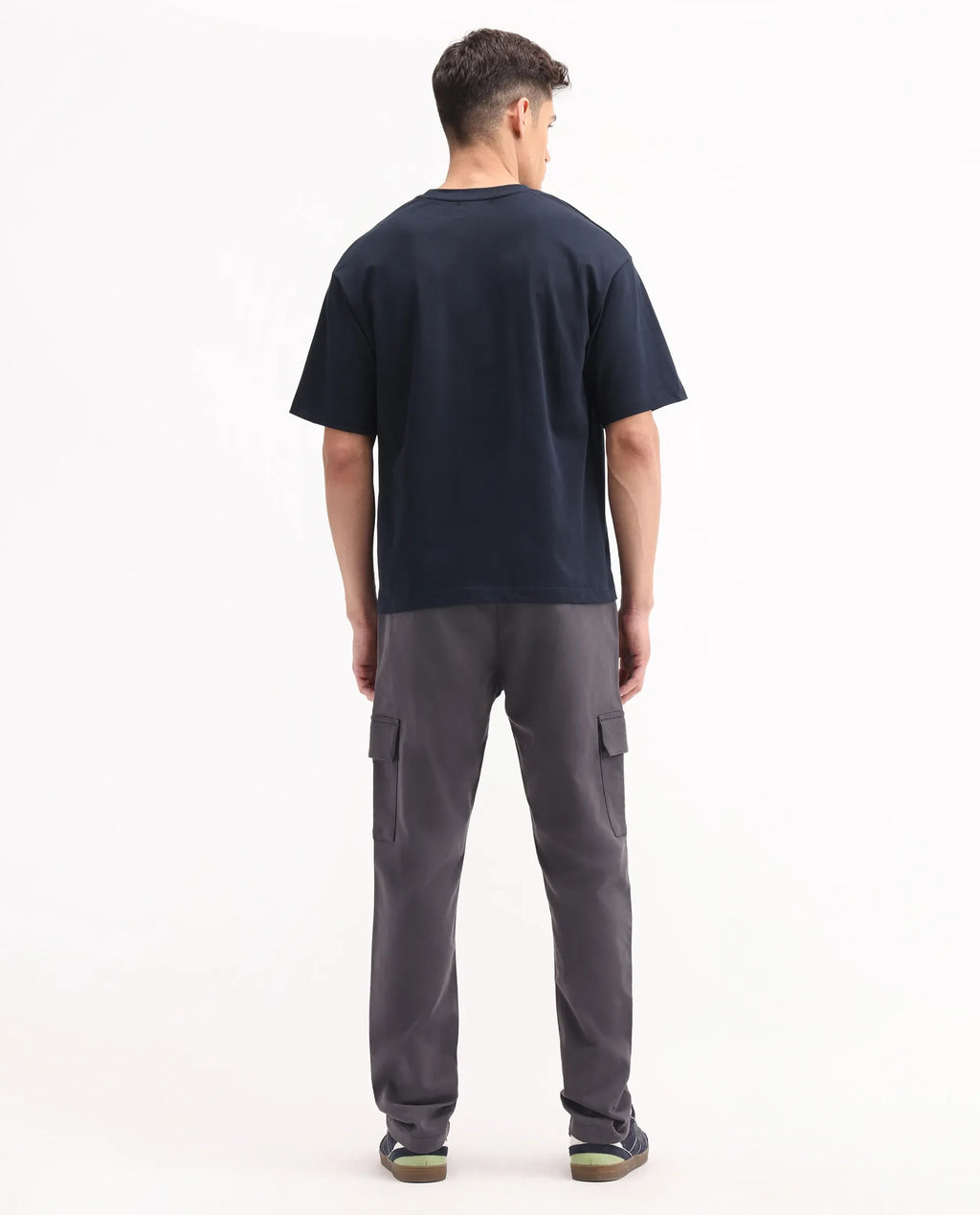 Rare Rabbit Men's Aero Dark Grey Cotton Blend Plain Relaxed Fit Trouser