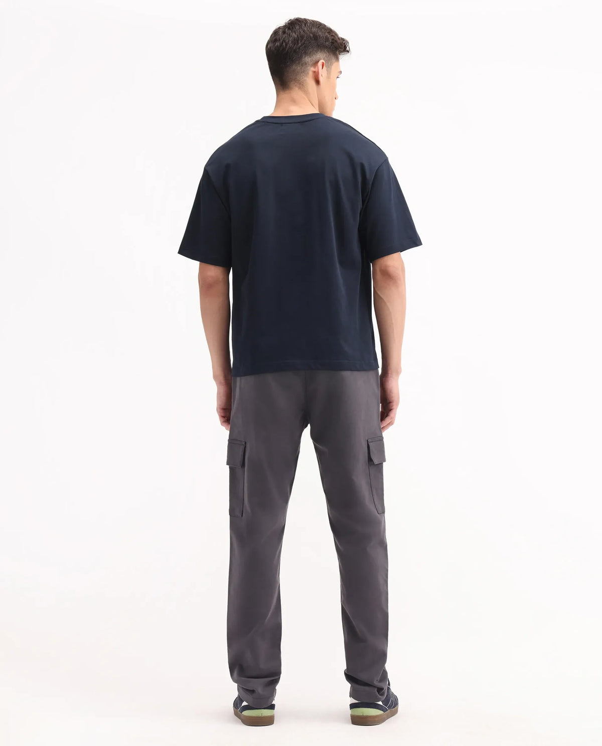 Rare Rabbit Men's Aero Dark Grey Cotton Blend Plain Relaxed Fit Trouser
