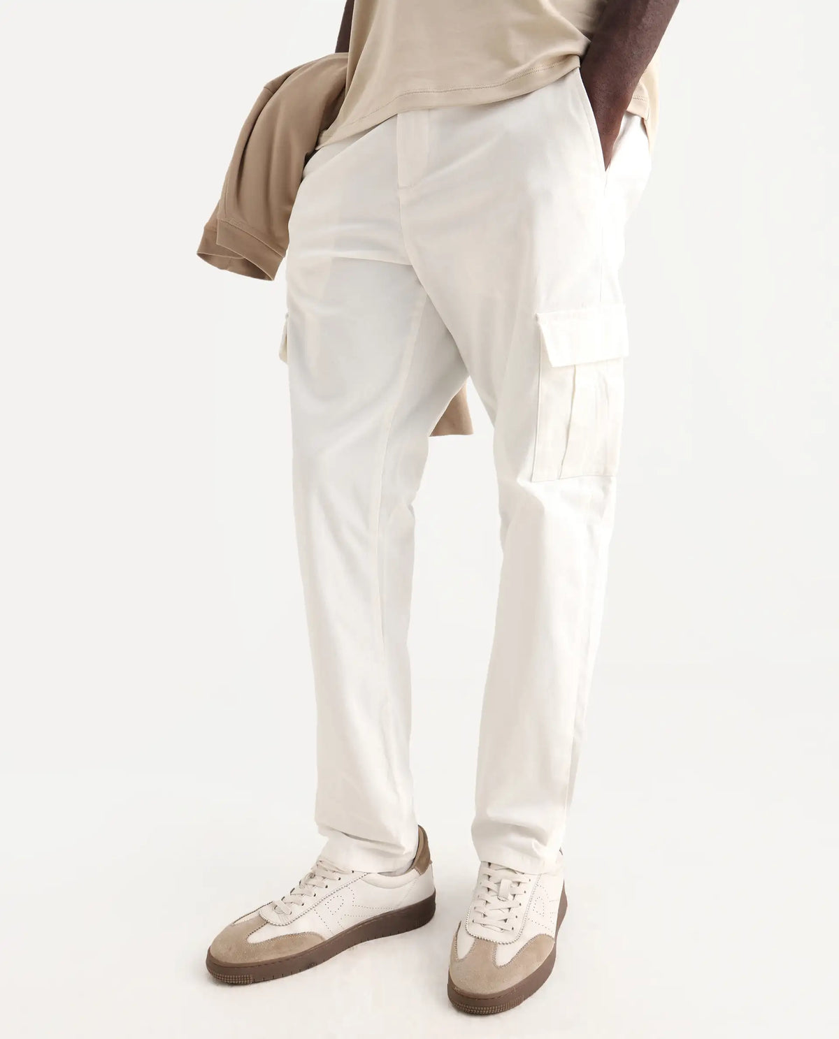 Rare Rabbit Men's Apex Light White Linen Plain Regular Fit Trouser