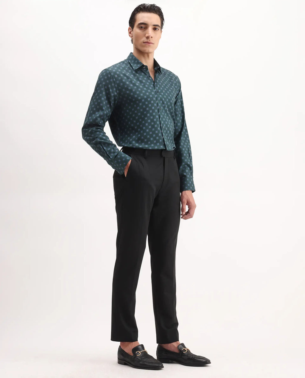 Rare Rabbit Men's Arcade Black Polyester Plain Regular Fit Trouser