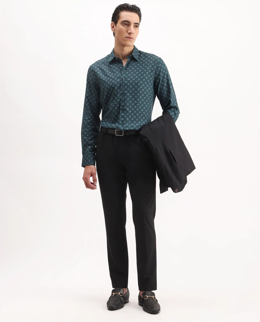 Rare Rabbit Men's Arcade Black Polyester Plain Regular Fit Trouser