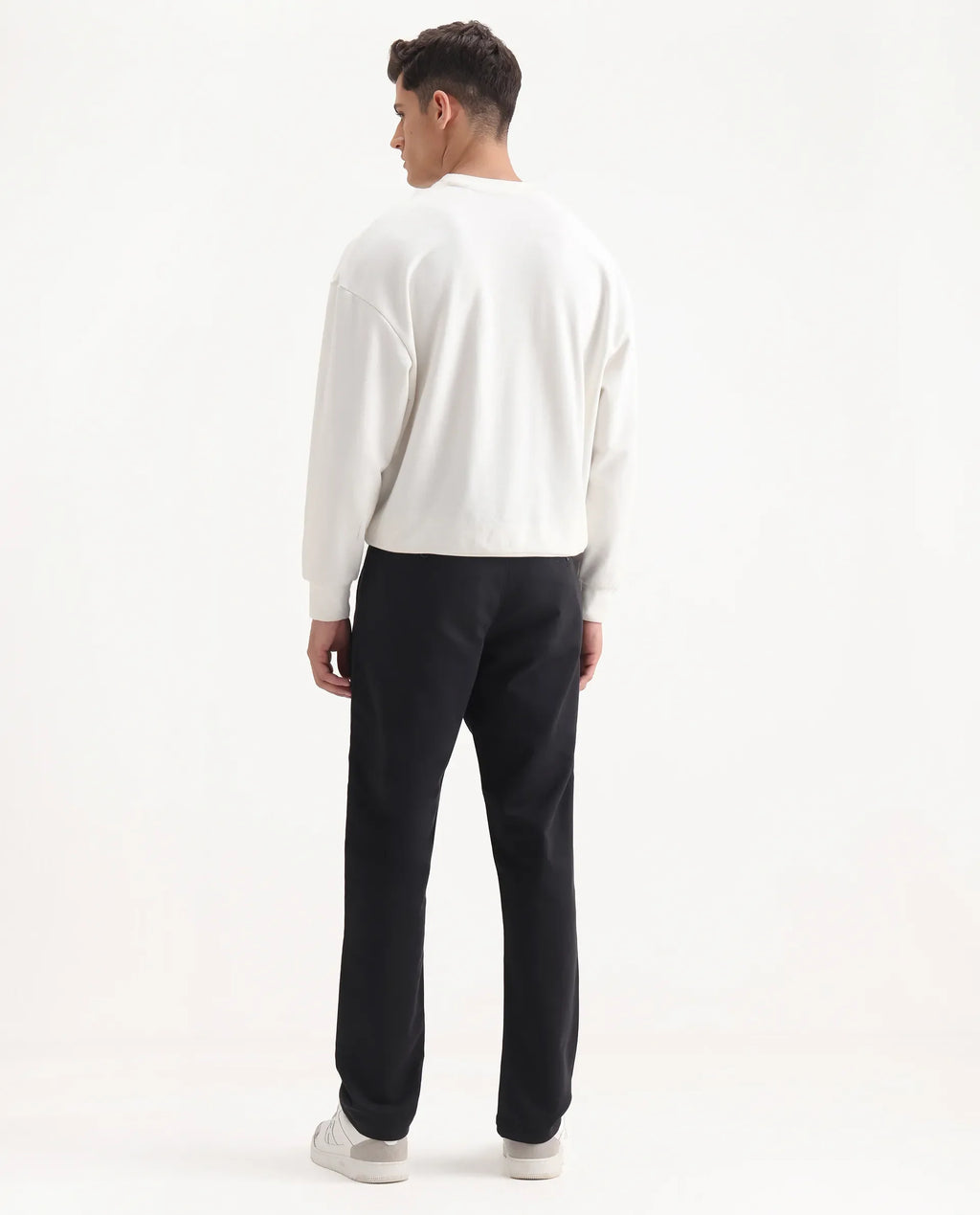 Rare Rabbit Men's Aries Black Cotton Blend Plain Regular Fit Trouser