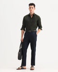 Rare Rabbit Men's Austin Beige Polyester Blend Plain Relaxed Fit Trouser