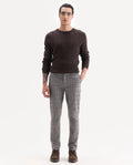 Rare Rabbit Men's Bandon Grey Polyester Blend Checked Print Regular Fit Trouser