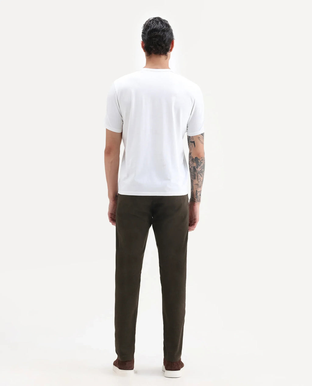 Rare Rabbit Men's Brando Brown Plain Regular Fit Trouser