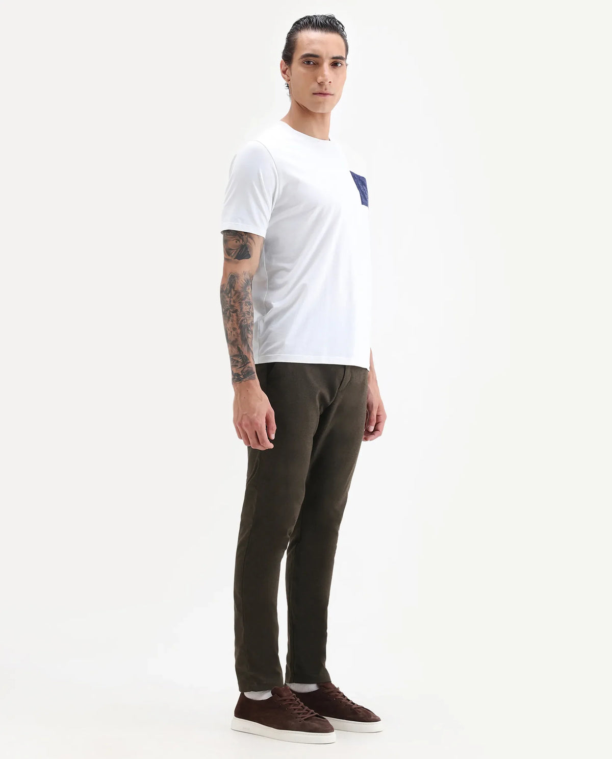 Rare Rabbit Men's Brando Brown Plain Regular Fit Trouser