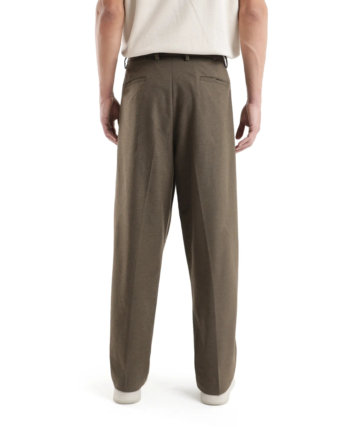 Rare Rabbit Men's Brelint Brown Cotton Blend Plain Relaxed Fit Trouser