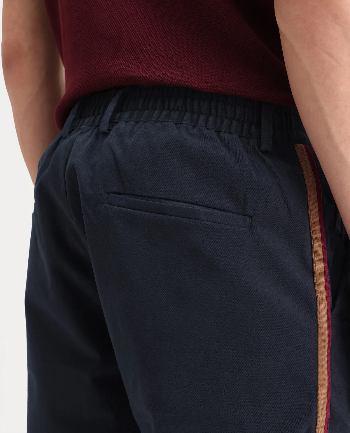 Rare Rabbit Men's Caloon Navy Linen Blend Plain Regular Fit Trouser