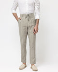 Rare Rabbit Men's Canal Grey Cotton Striped Print Regular Fit Trouser