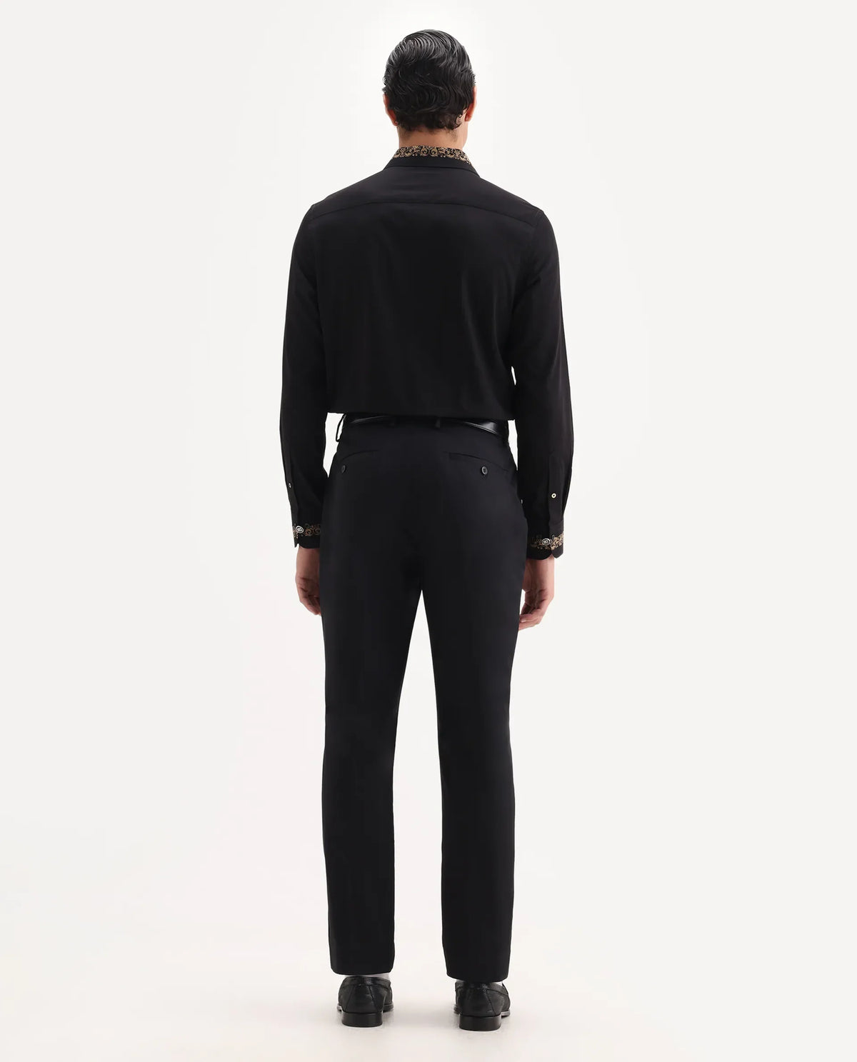Rare Rabbit Men's Comotel Black Linen Blend Plain Regular Fit Trouser