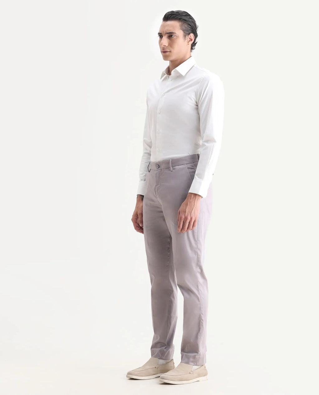 Rare Rabbit Men's Comotel Dusky Purple Linen Blend Plain Regular Fit Trouser