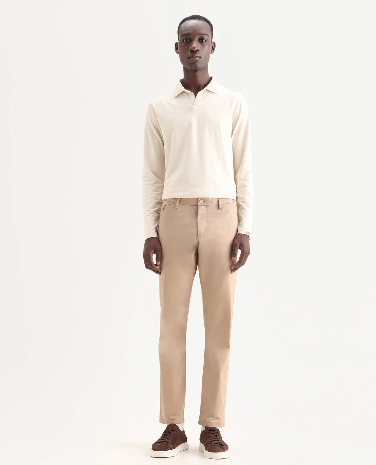 Rare Rabbit Men's Daron Beige Cotton Plain Regular Fit Trouser