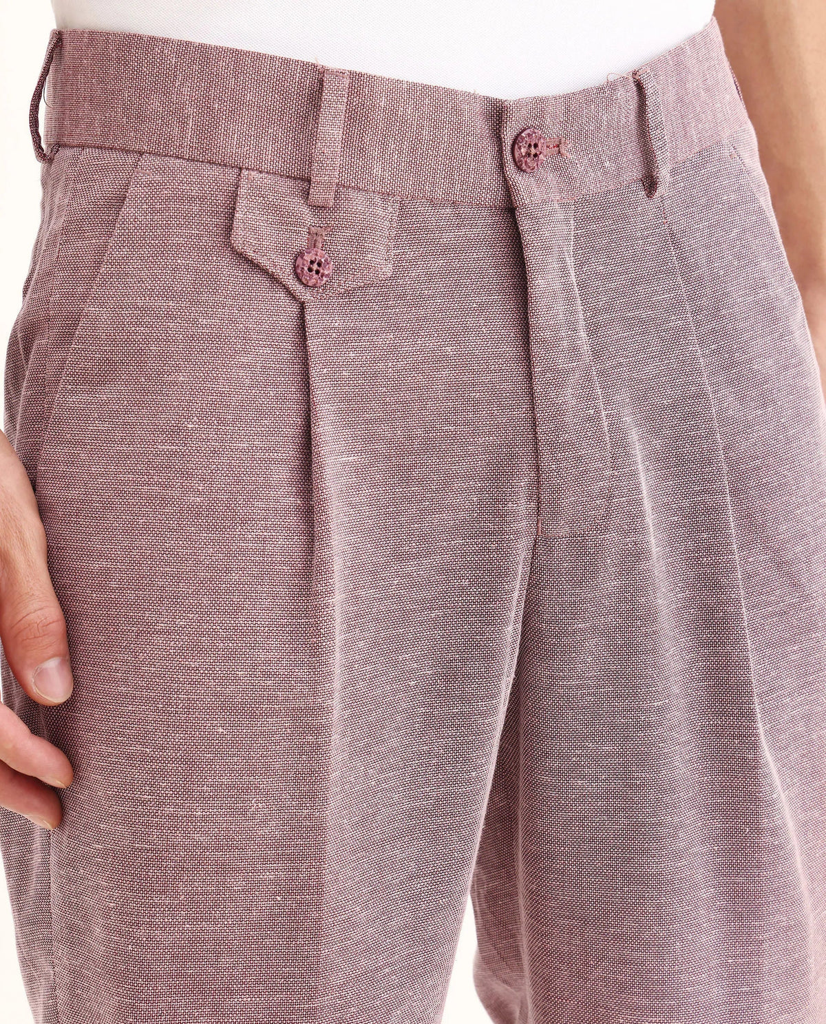 Rare Rabbit Men's Dex Maroon Cotton Plain Regular Fit Trouser