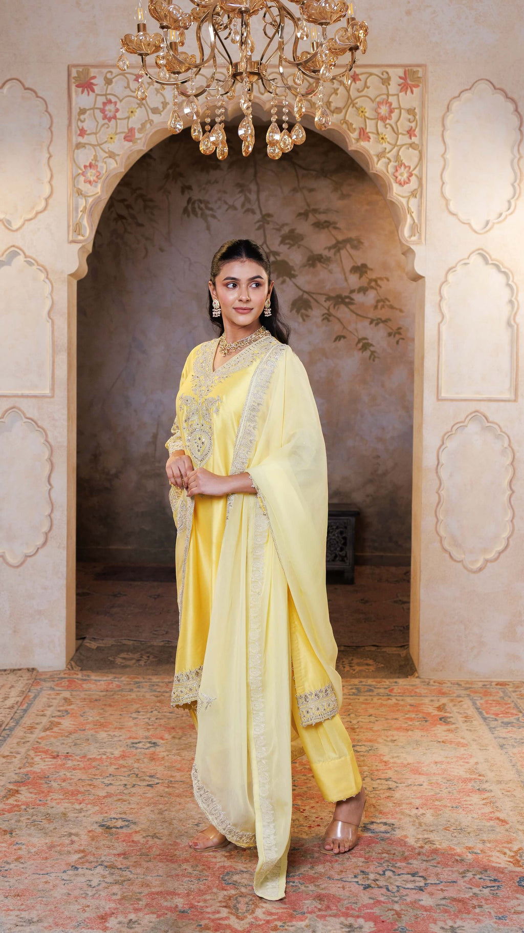 Lemon Rohini Kurta with Farshi Salwar