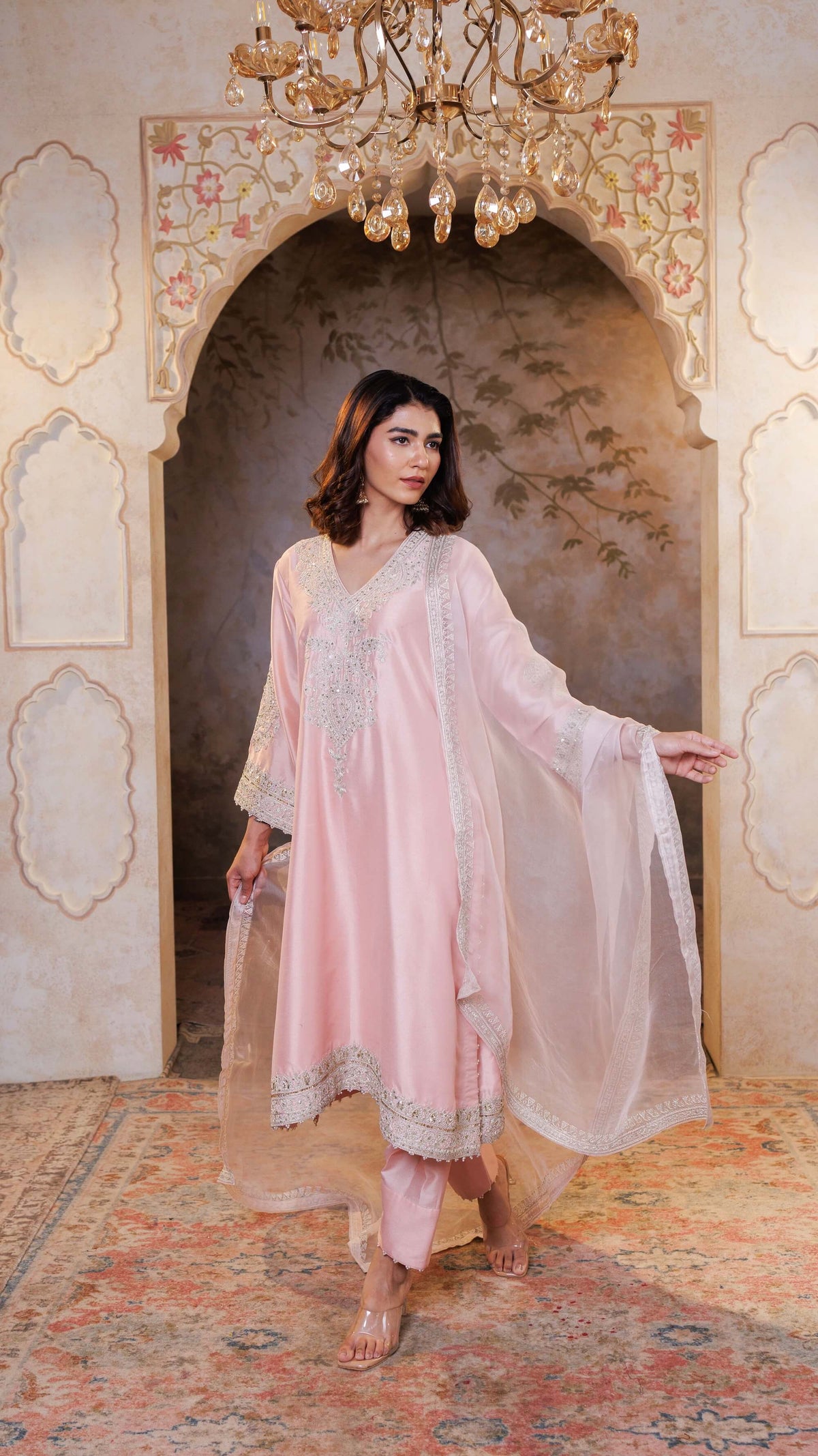 Blush Pink Rohini Kurta with Farshi Salwar