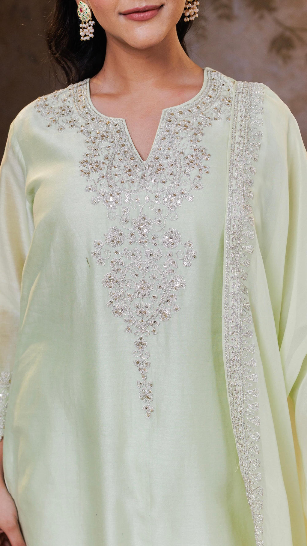 Mint Green Suhana Kurta with Embroidered Pants