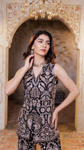 Black Adaa Sleeveless Embroidered Coord Set
