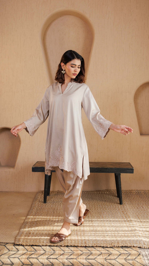 Beige Tara Cotton Co-ord Set