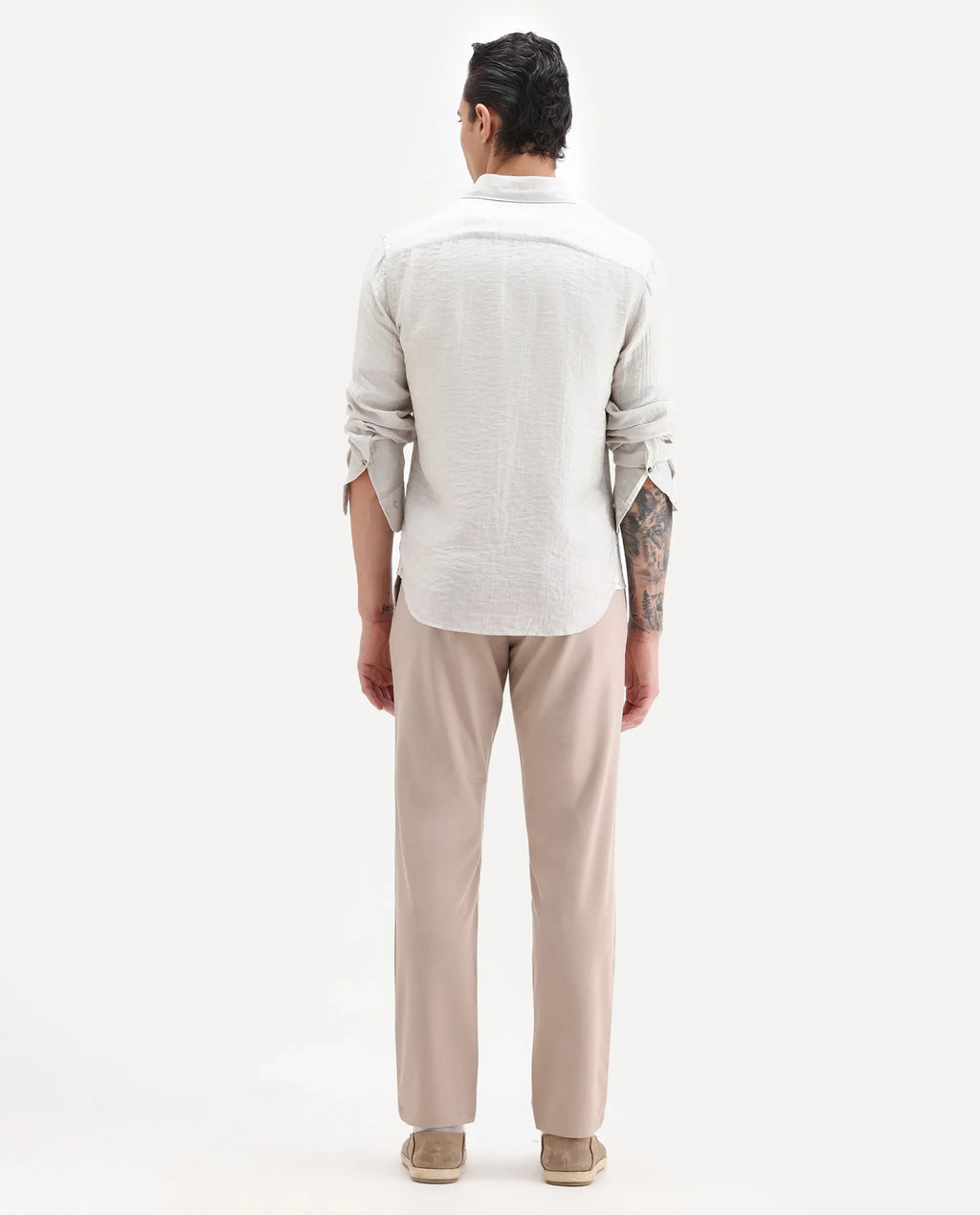 Rare Rabbit Men's Driver-2 Peach Polyester Blend Plain Regular Fit Trouser
