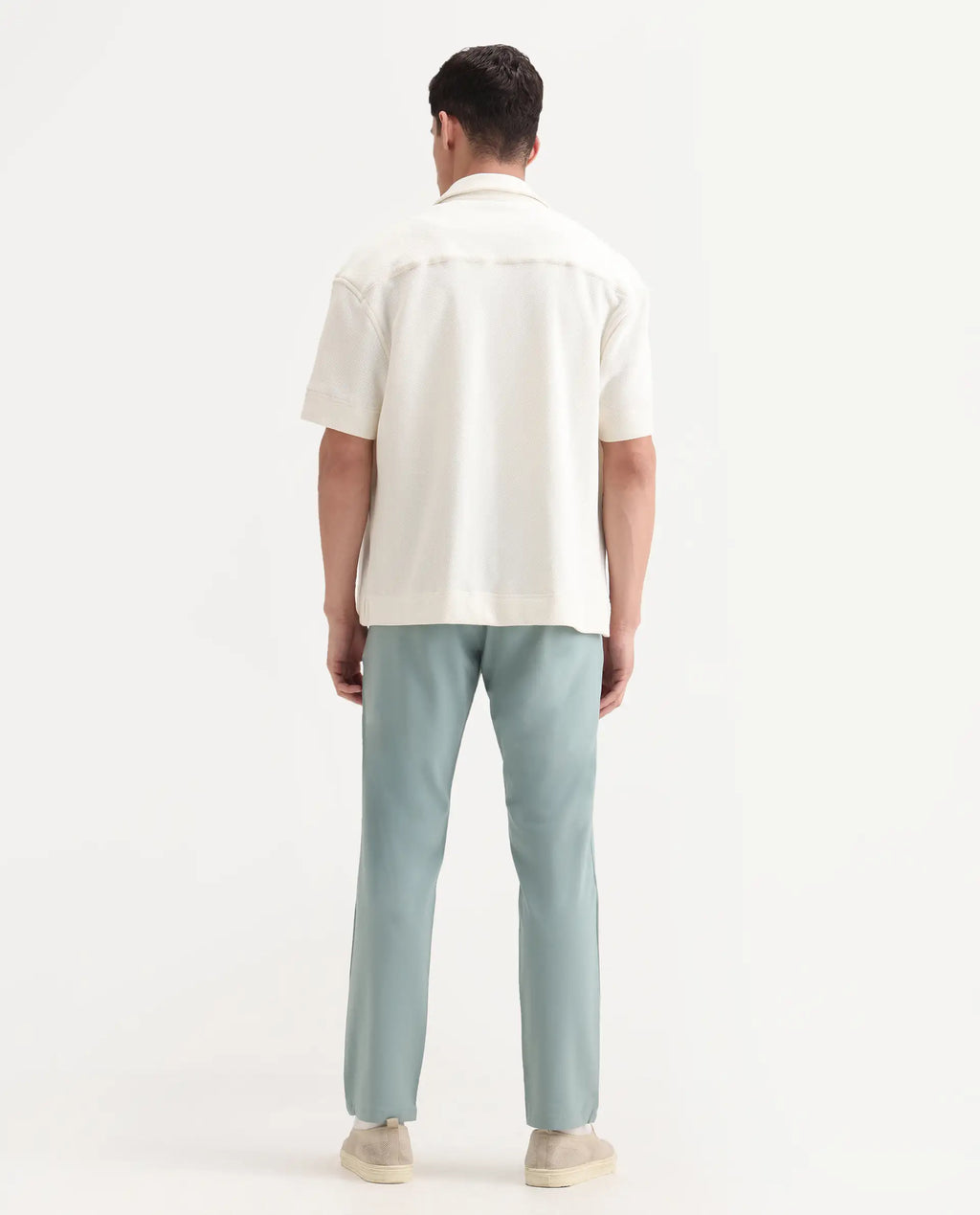 Rare Rabbit Men's Driver-2 Pastel Green Polyester Blend Plain Regular Fit Trouser